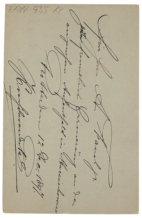 Mann mit Gehstock, Rückseite