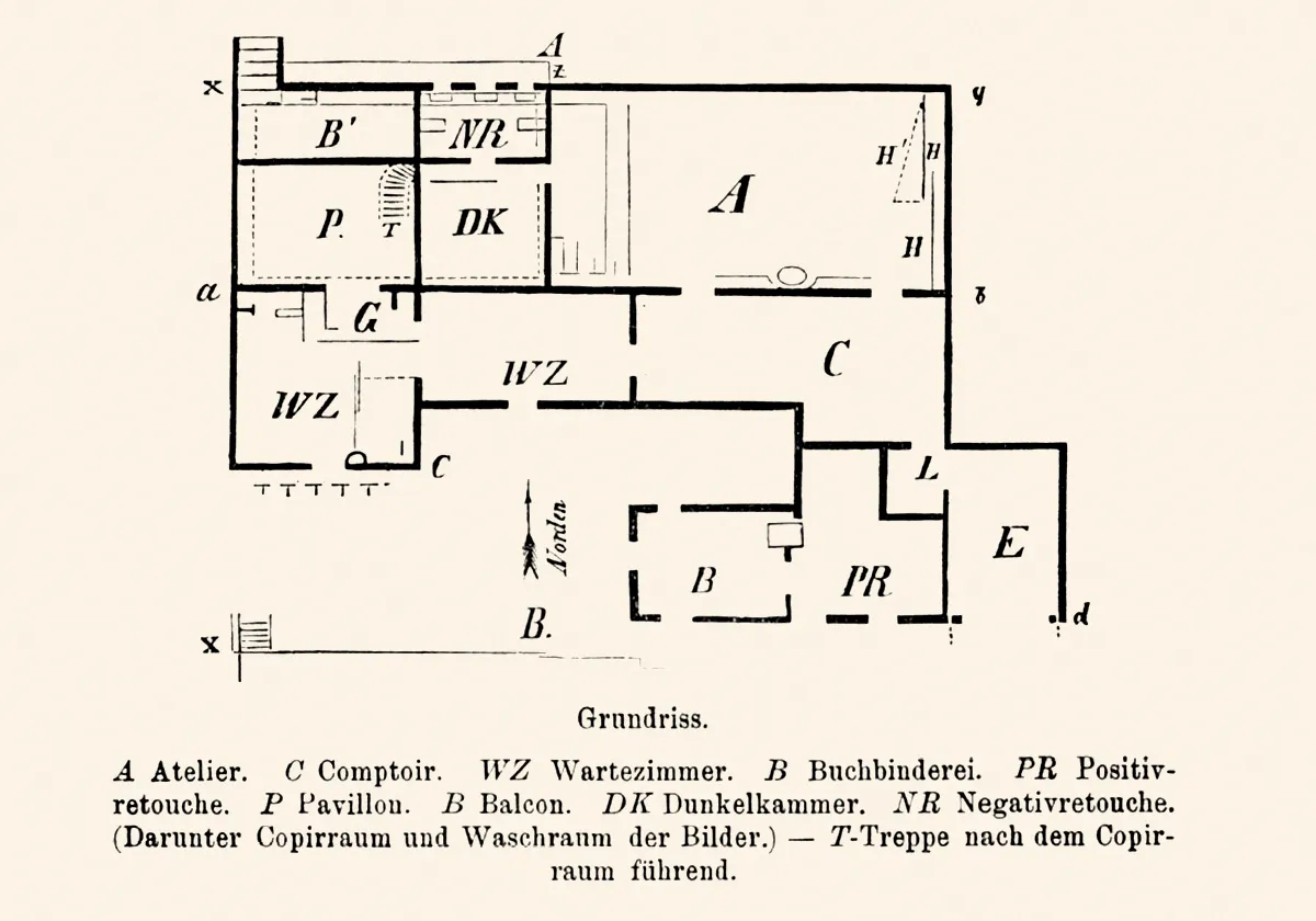Zeichnung von einem Atelier-Grundriss